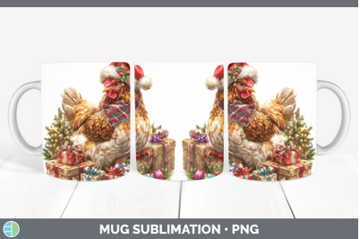 Chicken Mug Wrap Farm Christmas Santa Sublimation Coffee Cup
