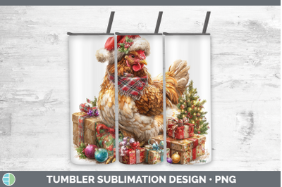 Chicken Tumbler Farm Christmas Santa Sublimation 20 oz Skinn
