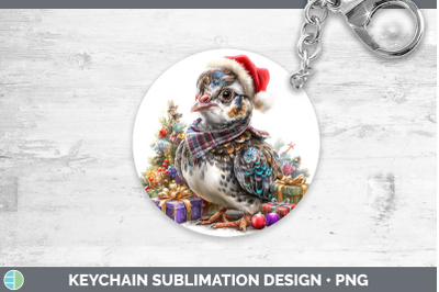Guinea Hen Keychain Farm Christmas Santa Sublimation Keyring