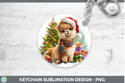 Alpaca Keychain Farm Christmas Santa Sublimation Keyring Des