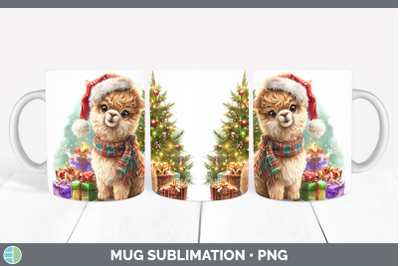 Alpaca Mug Wrap Farm Christmas Santa Sublimation Coffee Cup