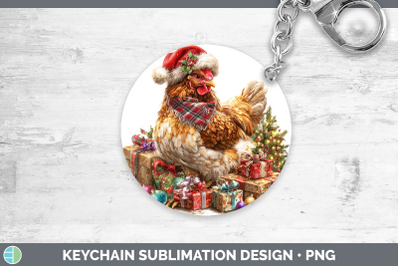 Chicken Keychain Farm Christmas Santa Sublimation Keyring De