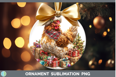 Chicken Ornament Farm Christmas Santa Sublimation Bauble Des