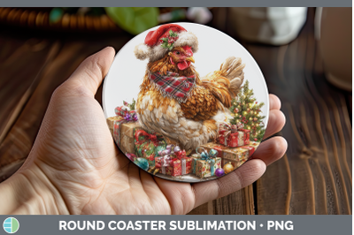 Chicken Round Coaster Farm Christmas Santa Sublimation Coast