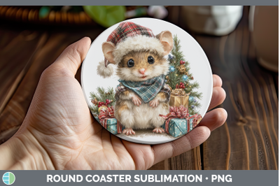 Mouse Round Coaster Farm Christmas Santa Sublimation Coaster