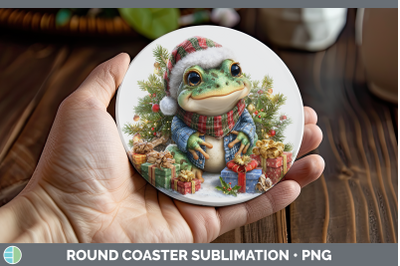 Bullfrog Round Coaster Farm Christmas Santa Sublimation Coas