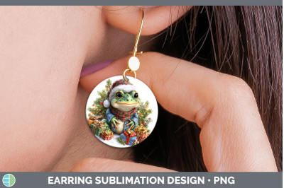 Bullfrog Round Earrings Farm Christmas Santa Sublimation Ear