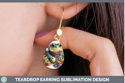 Bullfrog Teardrop Earrings Farm Christmas Santa Sublimation