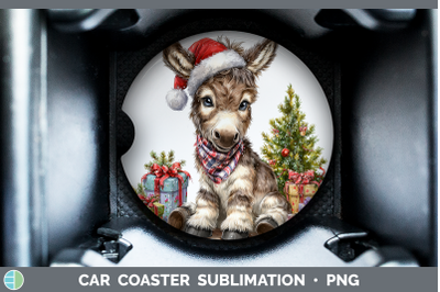 Mule Car Coaster Farm Christmas Santa Sublimation Drink Mat
