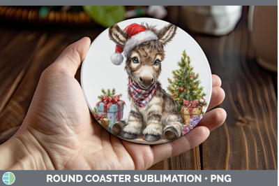 Mule Round Coaster Farm Christmas Santa Sublimation Coaster