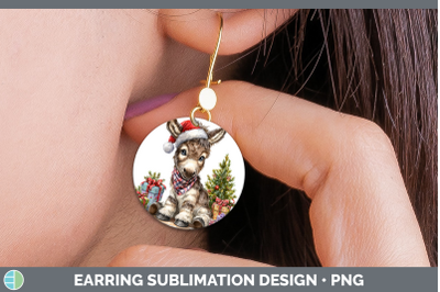 Mule Round Earrings Farm Christmas Santa Sublimation Earring