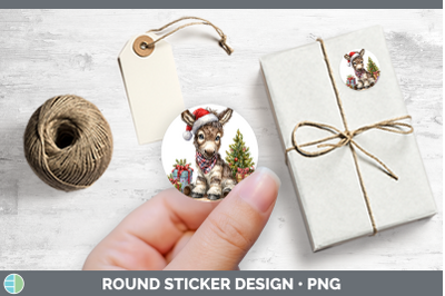 Farm Christmas Santa Mule Stickers | Round Labels Designs