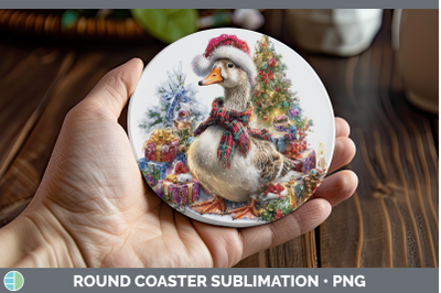 Goose Round Coaster Farm Christmas Santa Sublimation Coaster