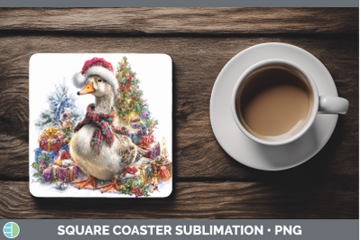 Goose Square Coaster Farm Christmas Santa Sublimation Drink