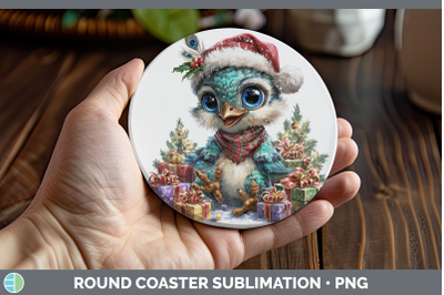 Peacock Round Coaster Farm Christmas Santa Sublimation Coast