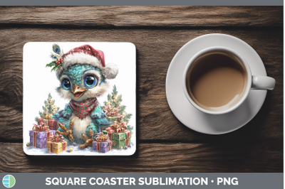 Peacock Square Coaster Farm Christmas Santa Sublimation Drin