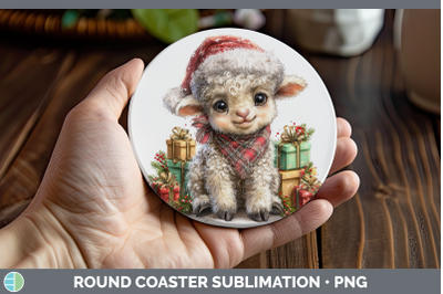 Sheep Round Coaster Farm Christmas Santa Sublimation Coaster