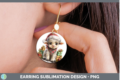 Sheep Round Earrings Farm Christmas Santa Sublimation Earrin