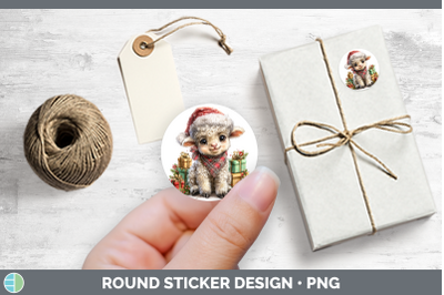 Farm Christmas Santa Sheep Stickers | Round Labels Designs
