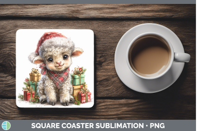 Sheep Square Coaster Farm Christmas Santa Sublimation Drink
