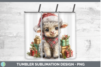 Sheep Tumbler Farm Christmas Santa Sublimation 20 oz Skinny