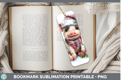 Pig Bookmark Farm Christmas Santa Sublimation Printable Desi