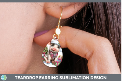 Pig Teardrop Earrings Farm Christmas Santa Sublimation Earri