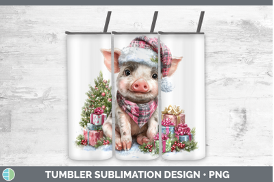 Pig Tumbler Farm Christmas Santa Sublimation 20 oz Skinny Tu