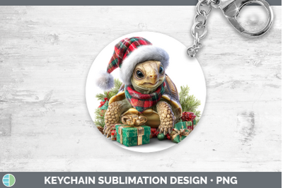 Tortoise Keychain Farm Christmas Santa Sublimation Keyring D