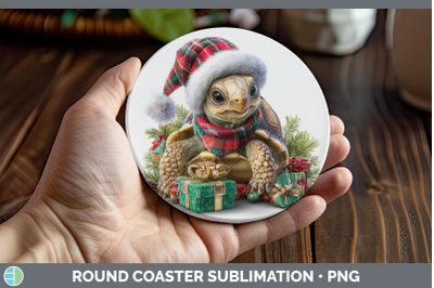 Tortoise Round Coaster Farm Christmas Santa Sublimation Coas