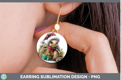 Tortoise Round Earrings Farm Christmas Santa Sublimation Ear
