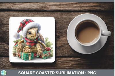 Tortoise Square Coaster Farm Christmas Santa Sublimation Dri