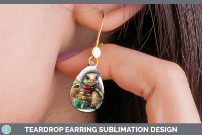 Tortoise Teardrop Earrings Farm Christmas Santa Sublimation
