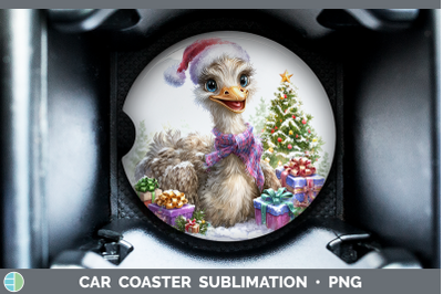 Ostrich Car Coaster Farm Christmas Santa Sublimation Drink M
