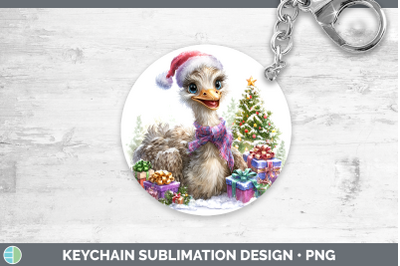 Ostrich Keychain Farm Christmas Santa Sublimation Keyring De