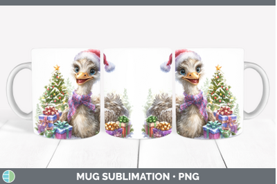 Ostrich Mug Wrap Farm Christmas Santa Sublimation Coffee Cup