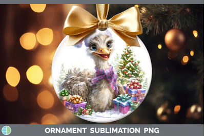 Ostrich Ornament Farm Christmas Santa Sublimation Bauble Des