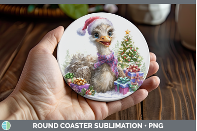 Ostrich Round Coaster Farm Christmas Santa Sublimation Coast
