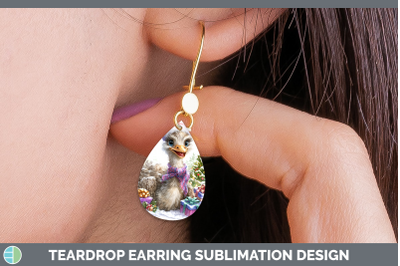 Ostrich Teardrop Earrings Farm Christmas Santa Sublimation E