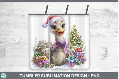 Ostrich Tumbler Farm Christmas Santa Sublimation 20 oz Skinn