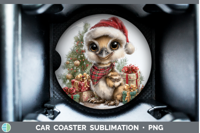 Emu Car Coaster Farm Christmas Santa Sublimation Drink Mat D