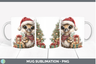 Emu Mug Wrap Farm Christmas Santa Sublimation Coffee Cup Des