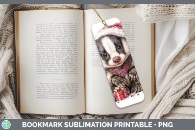 Badger Bookmark Woodland Christmas Santa Sublimation Printab