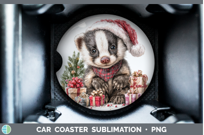 Badger Car Coaster Woodland Christmas Santa Sublimation Drin