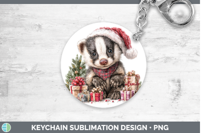 Badger Keychain Woodland Christmas Santa Sublimation Keyring