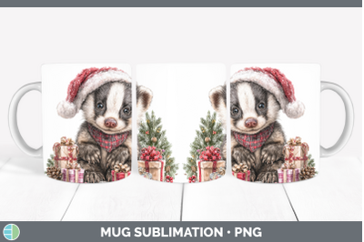 Badger Mug Wrap Woodland Christmas Santa Sublimation Coffee