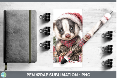 Badger Pen Wrap Woodland Christmas Santa Sublimation Pen Des