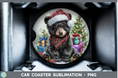 Black Bear Car Coaster Woodland Christmas Santa Sublimation