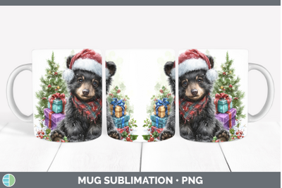 Black Bear Mug Wrap Woodland Christmas Santa Sublimation Cof