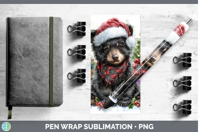 Black Bear Pen Wrap Woodland Christmas Santa Sublimation Pen